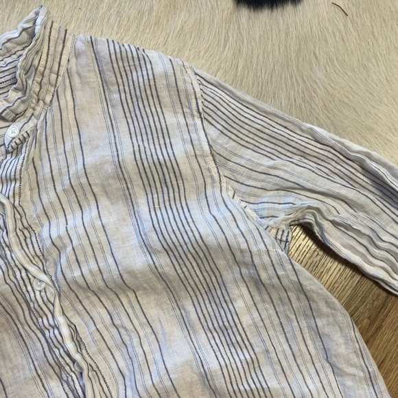 Garnet Hill Easy Linen Button-Down Shirt, featuring a striped pattern - Picture 7 of 8